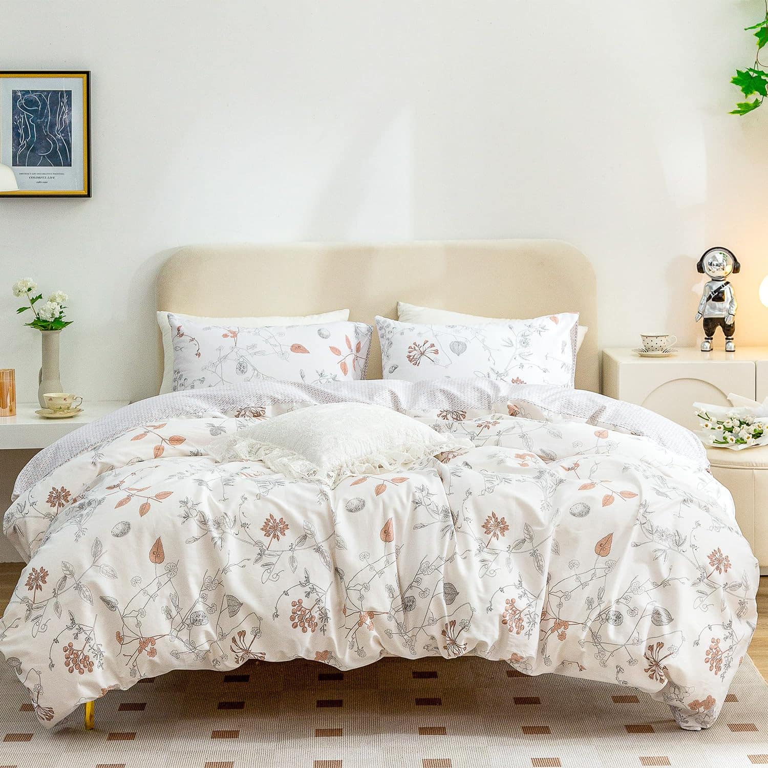 Fundas de Edredón King, 100% Algodón 3 Piezas Set de Ropa