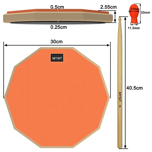 MySit 12-Inch Drum Practice Pad and Sticks Set With 2pcs - Imagen 4