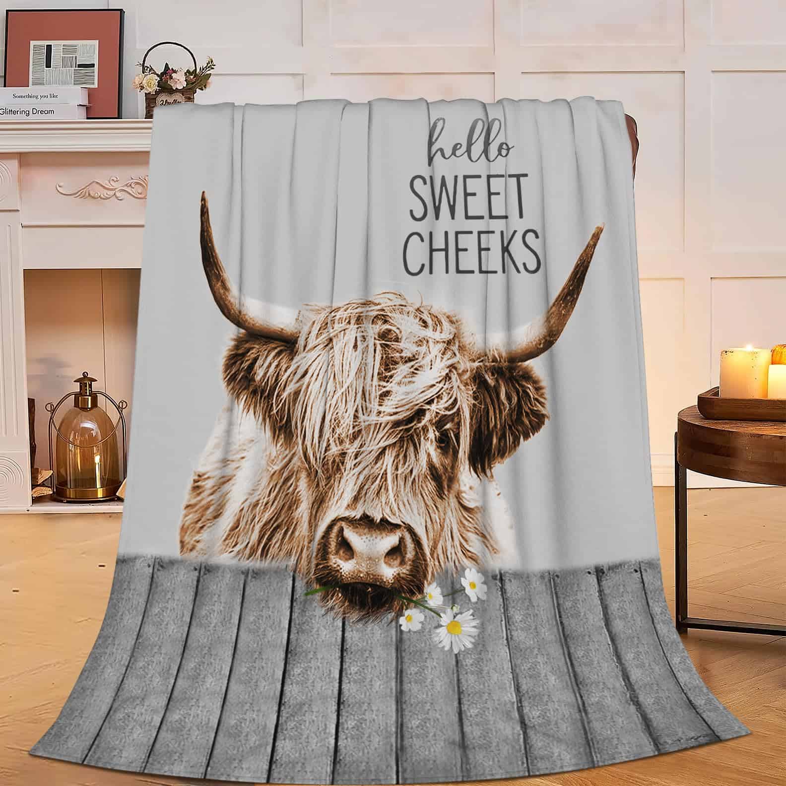 Manta de Vaca Highland Cute Estampado de Granja Manta de