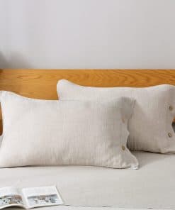 Fundas de Almohada de Lino Orgánico 100% Set de 2, Cierre
