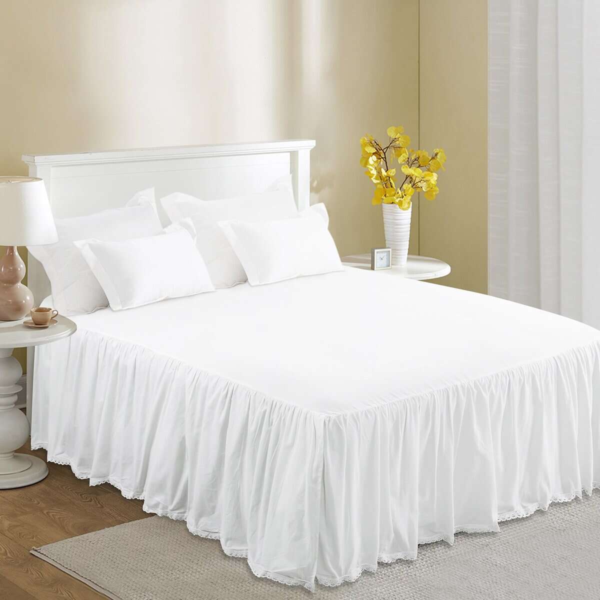 Vlocemon Falda de Cama Blanca para Cama Individual de 21" - Imagen 9