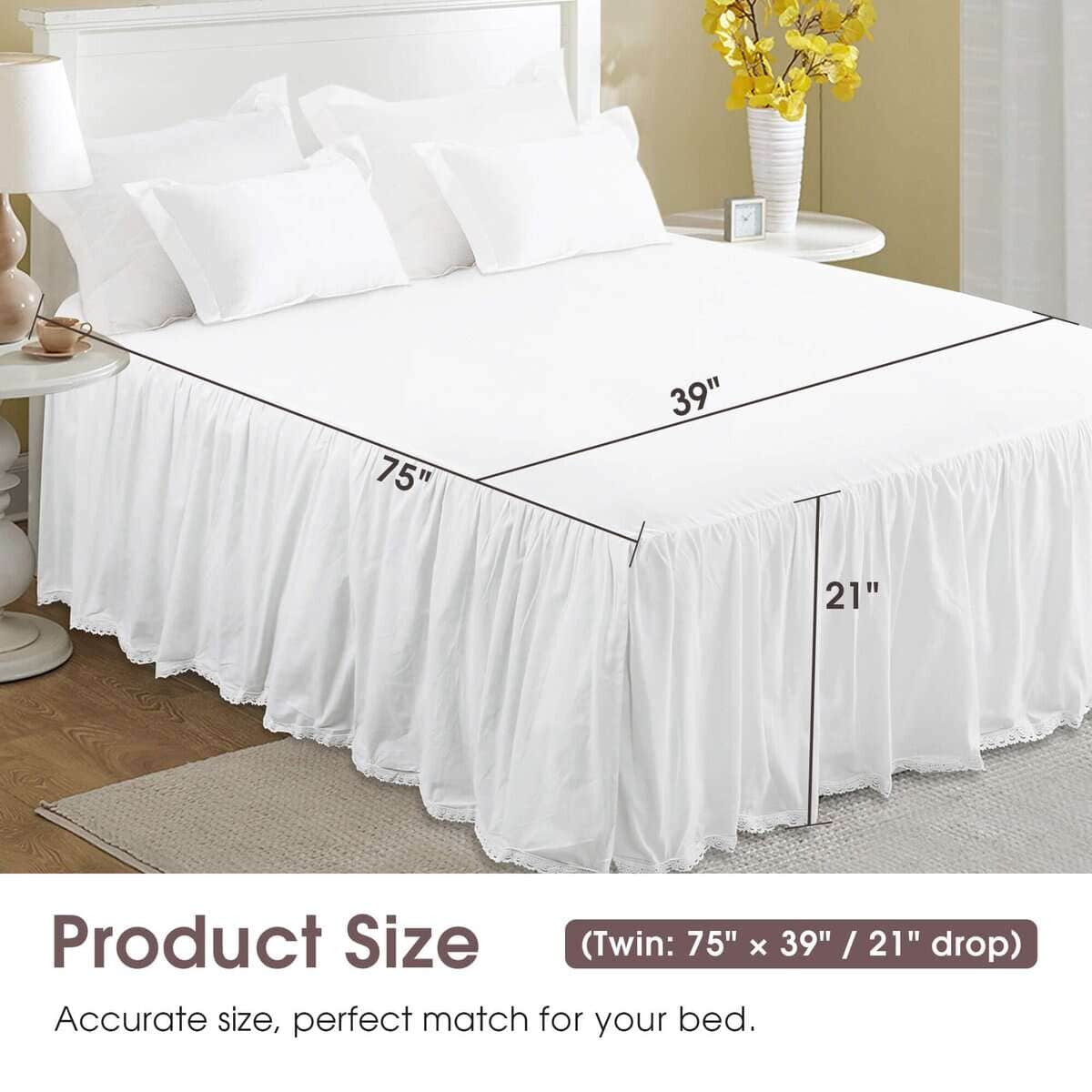 Vlocemon Falda de Cama Blanca para Cama Individual de 21" - Imagen 3