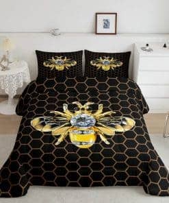 Juego de edredón completo Manfei Gold Bee, juego de cama