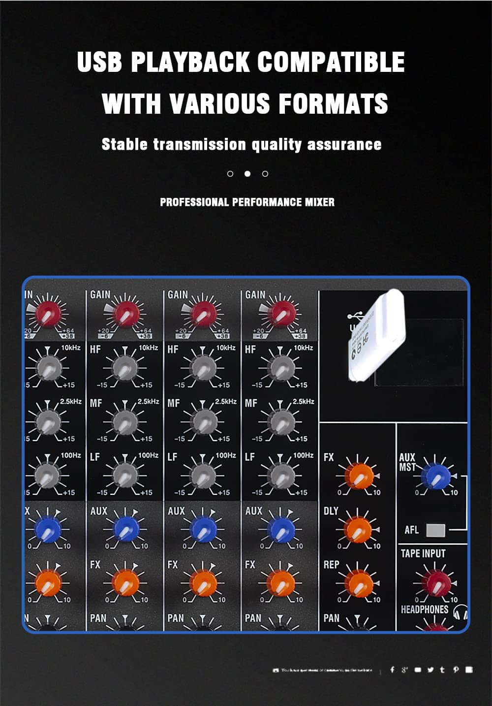 Mixer Profesional Weymic CK-60 (6 Canales) para Grabación - Imagen 3