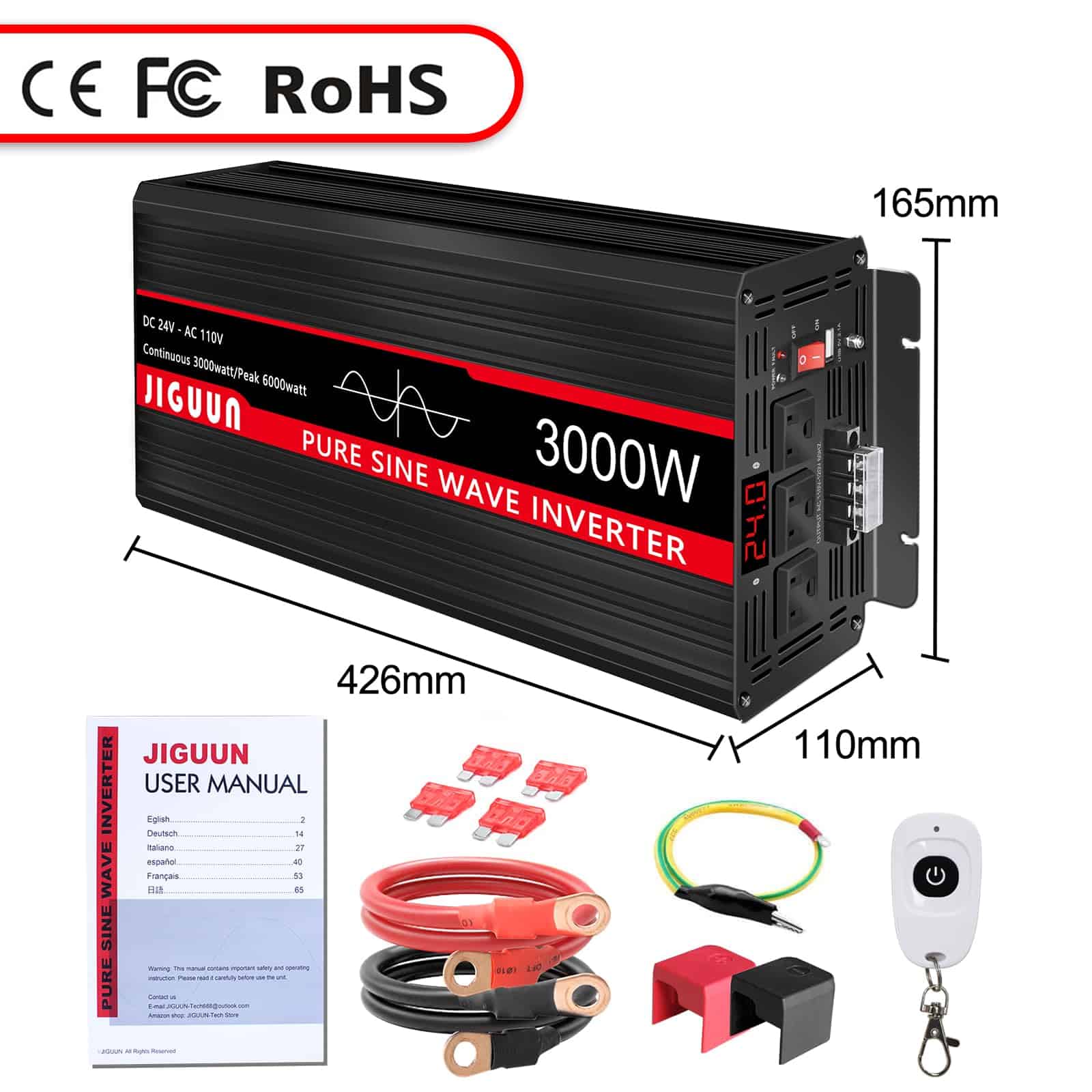 Inversor de Onda Sinusoidal Pura de 3000 vatios JIGUUN, - Imagen 9