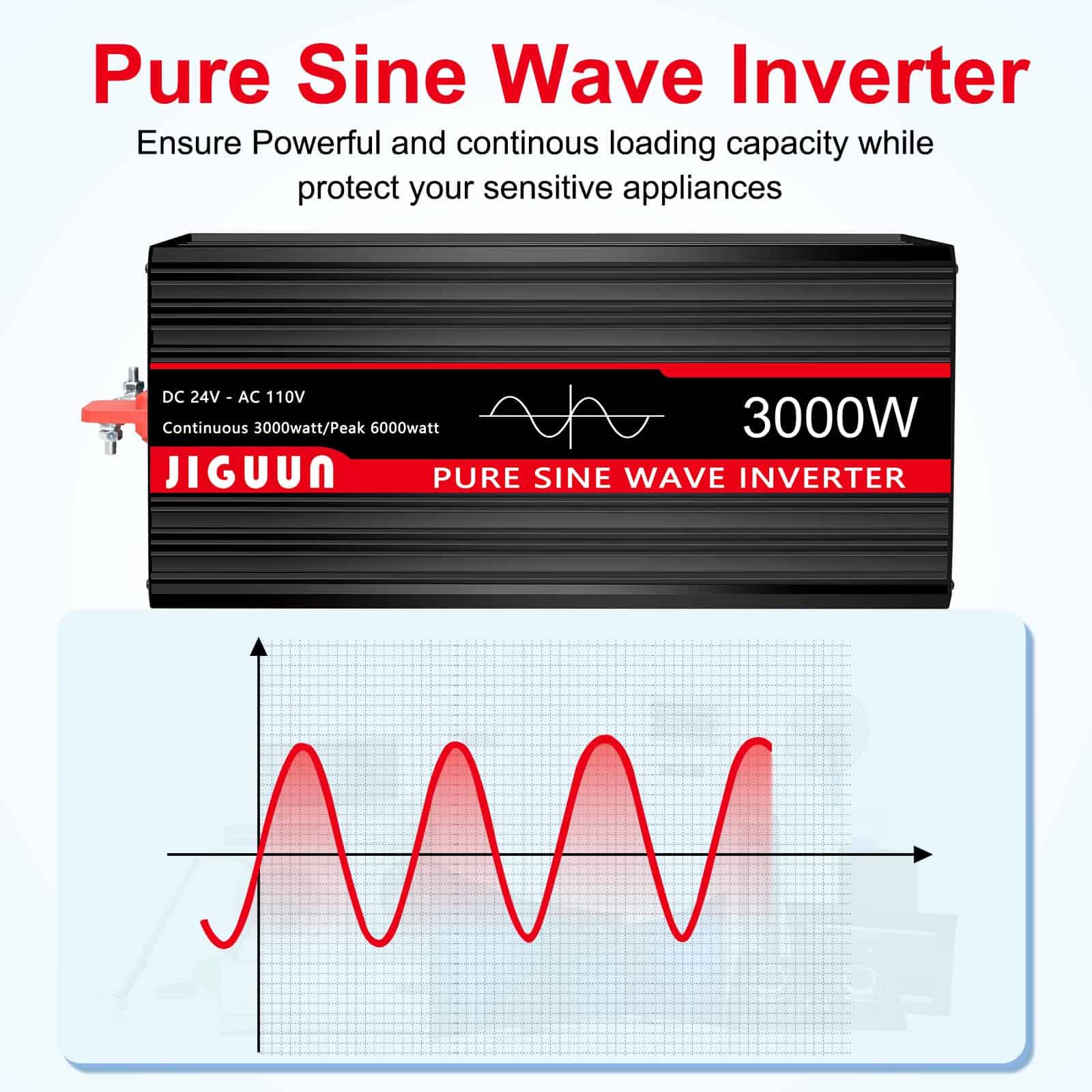Inversor de Onda Sinusoidal Pura de 3000 vatios JIGUUN, - Imagen 4