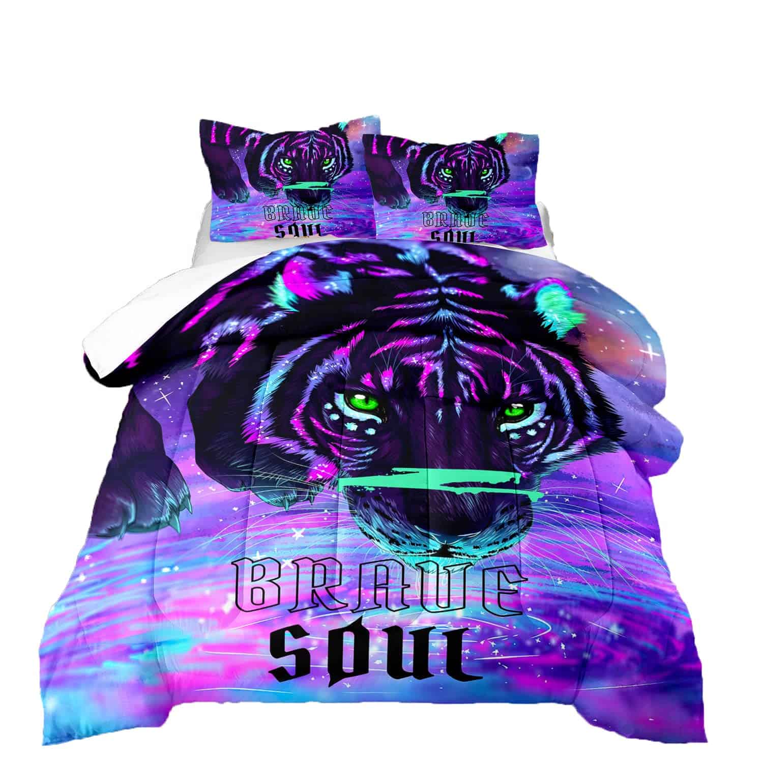 Juego de Ropa de Cama 3D Tiger para Niños, Fondo de Color