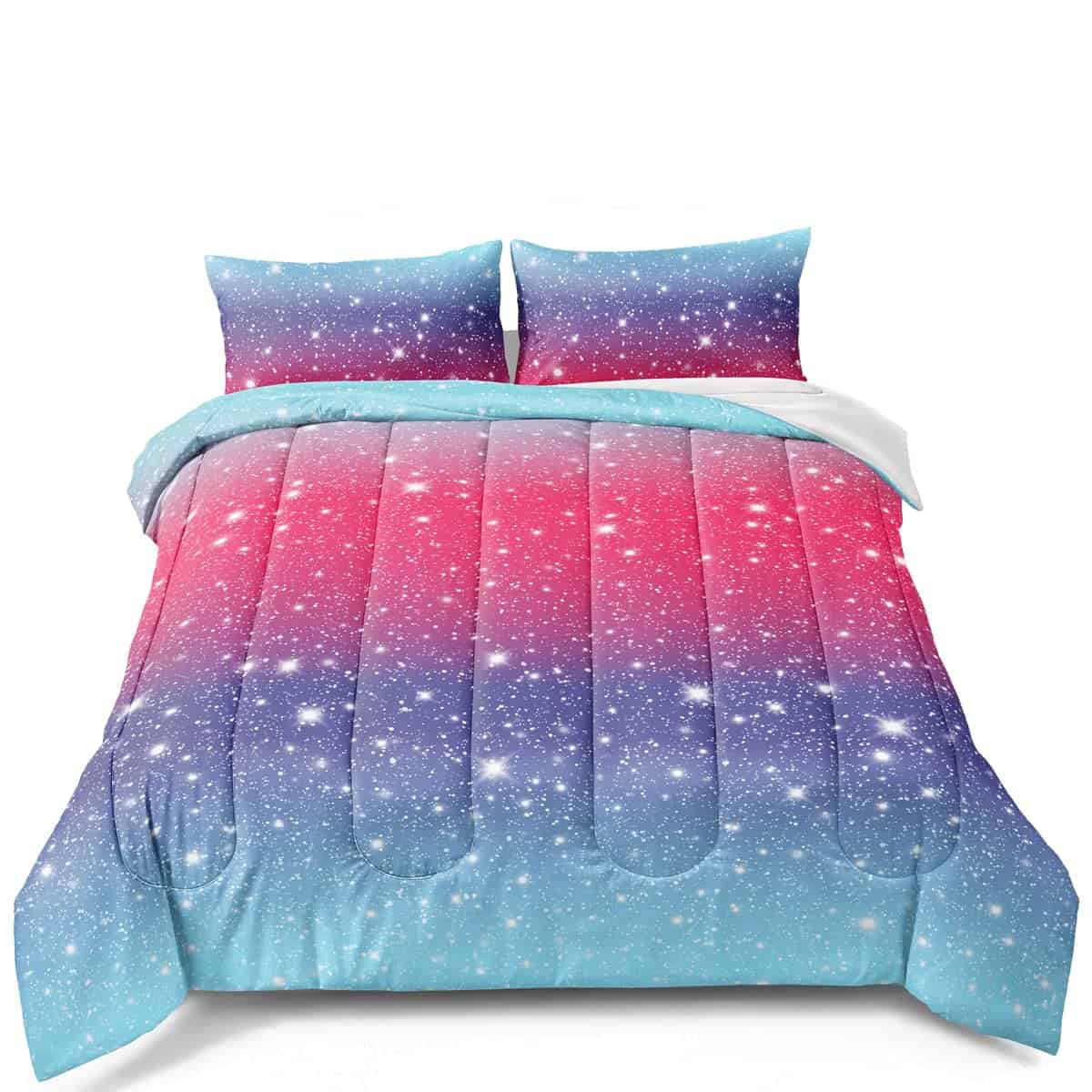 Juego de Edredón de Confort BDUCOK Rosa Azul Gradiente