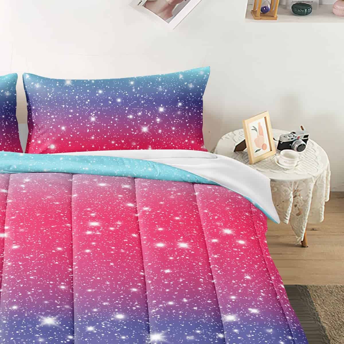 Juego de Edredón de Confort BDUCOK Rosa Azul Gradiente - Imagen 4