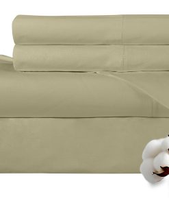 Juego de sábanas 100% algodón peinado de 300 -Verde Salvia