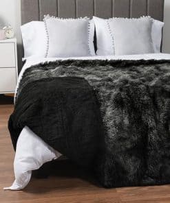 Manta de Cama de Felpa Negra PAVILIA, Tamaño Queen, Manta