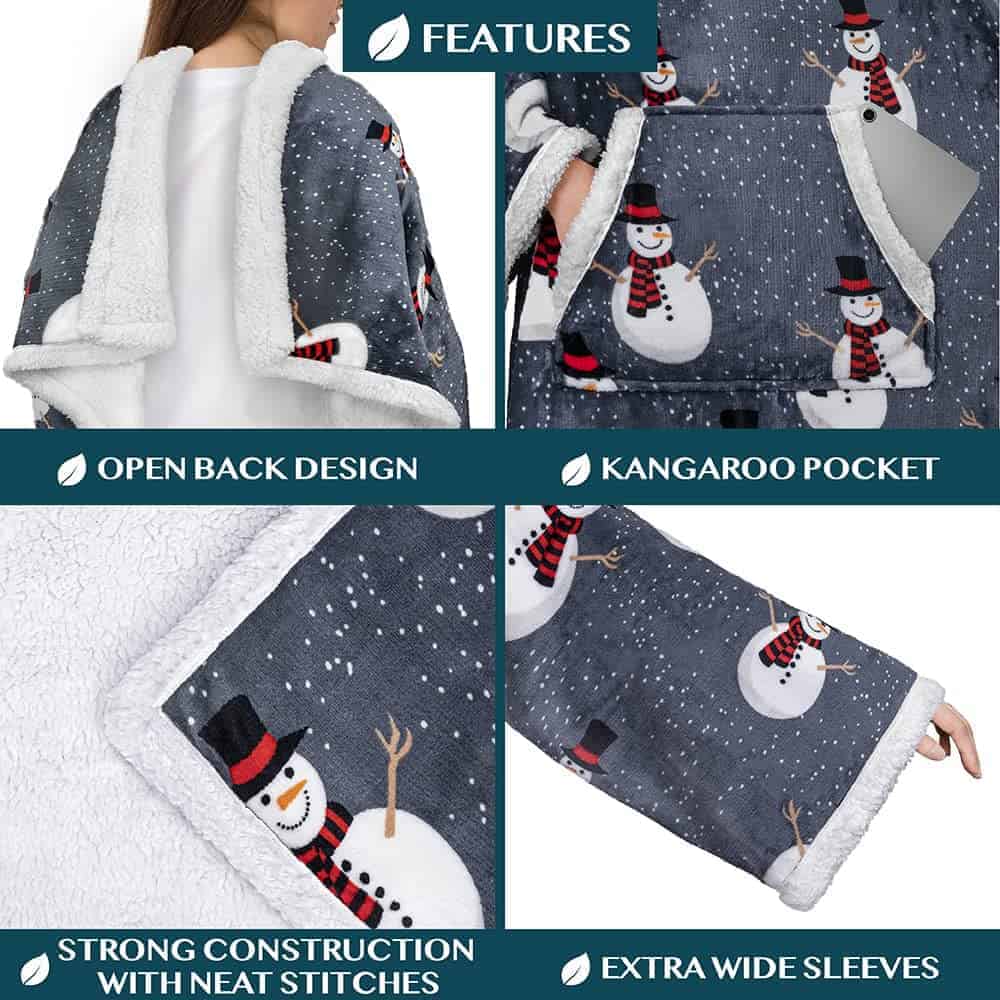 Manta Sherpa con Mangas para Adultos Mujeres Hombres, Suave - Imagen 4