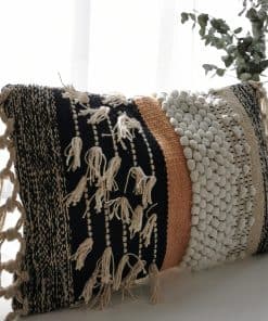 Funda de cojín lumbar texturizada decorativa Boho-Chic de