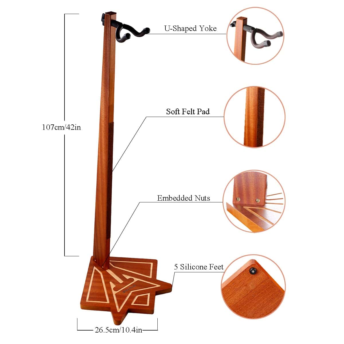 Soporte de Guitarra de Madera HilerPunk, Soporte de - Imagen 3