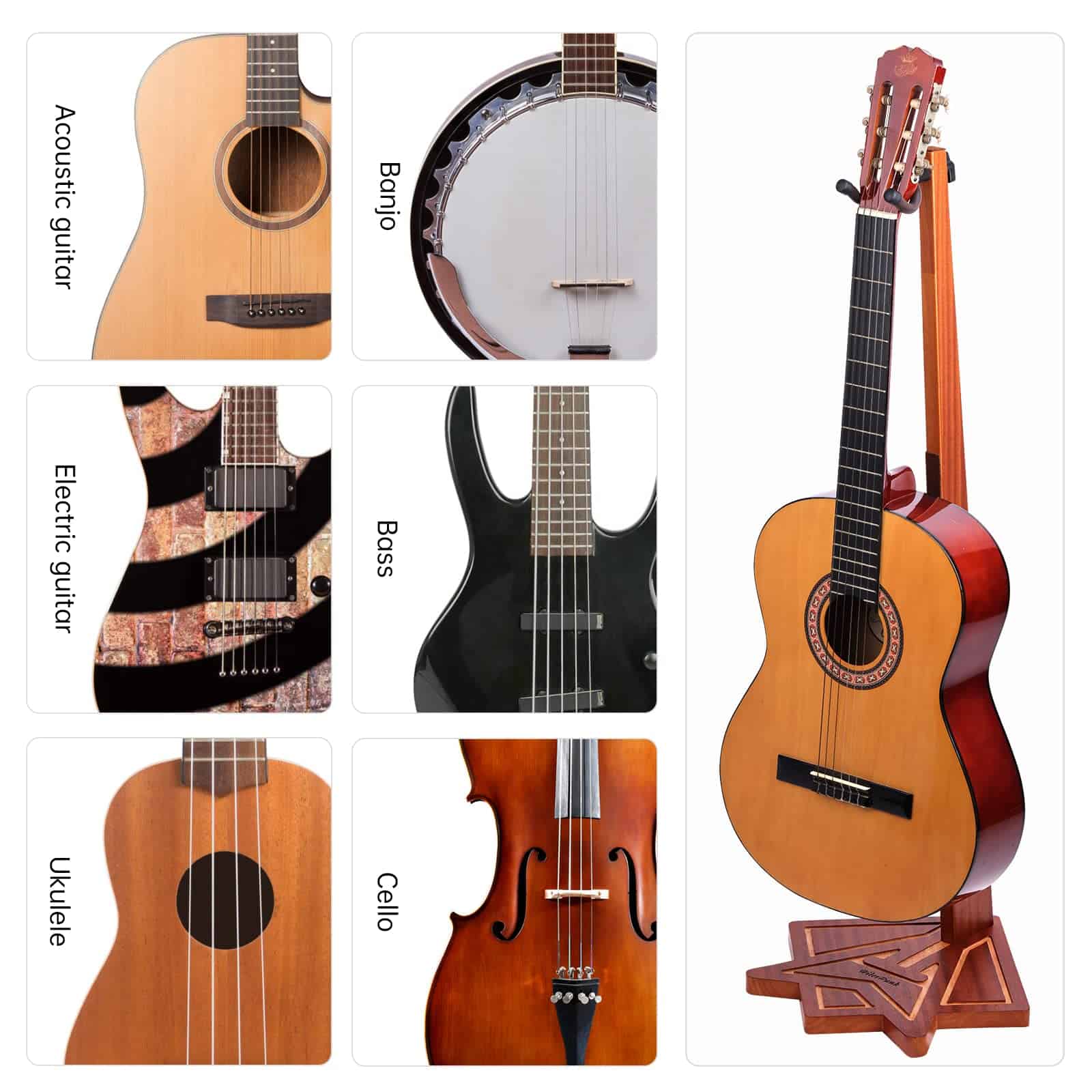 Soporte de Guitarra de Madera HilerPunk, Soporte de - Imagen 4