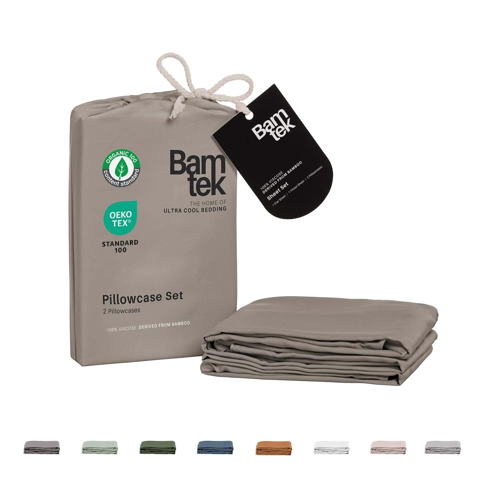 Juego de 2 fundas de almohada Queen Size de bambú Bamtek