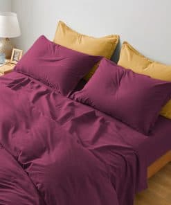 Juego de sábana ajustable de algodón lavado -Tawny Port