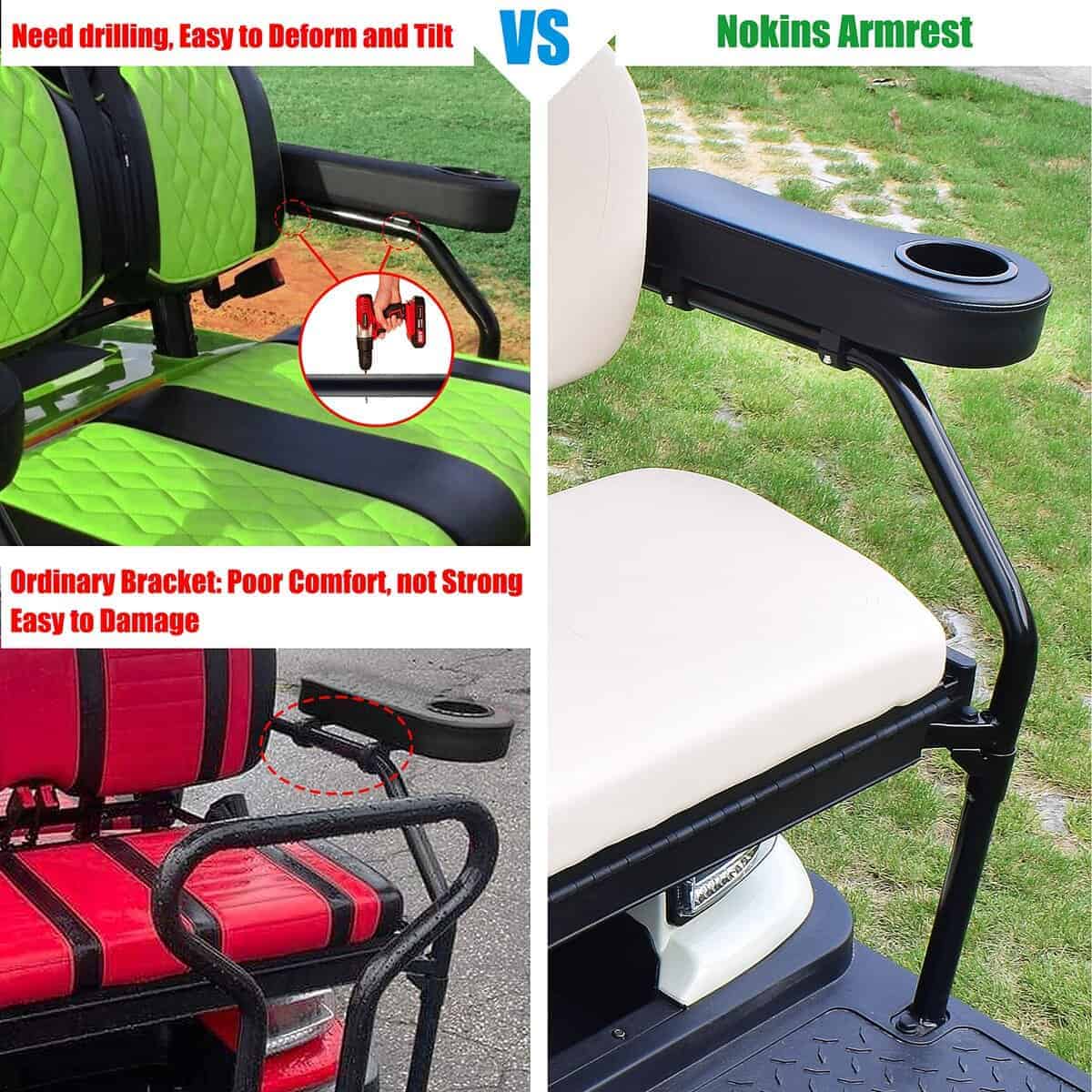NOKINS Reposabrazos para Carrito de Golf con Portavasos, - Imagen 6