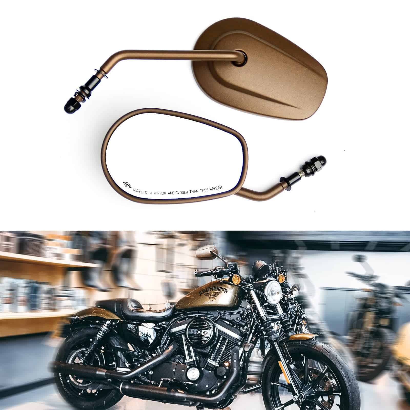 Espejos de Motocicleta WTZMOTO para Harley M8 de Bronce,