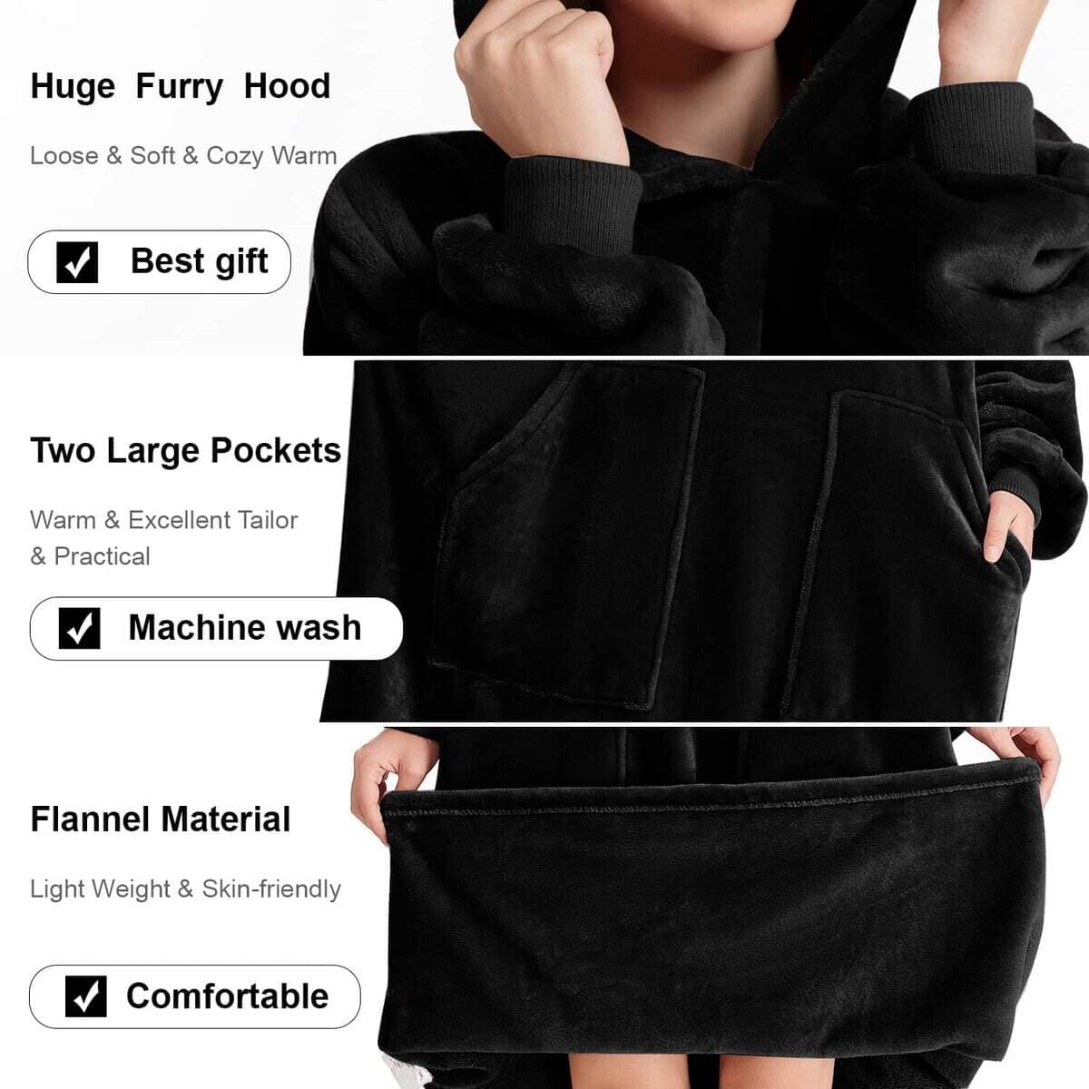 Manta Wearable Oversize de Franela Súper Suave y Cálida con - Imagen 4