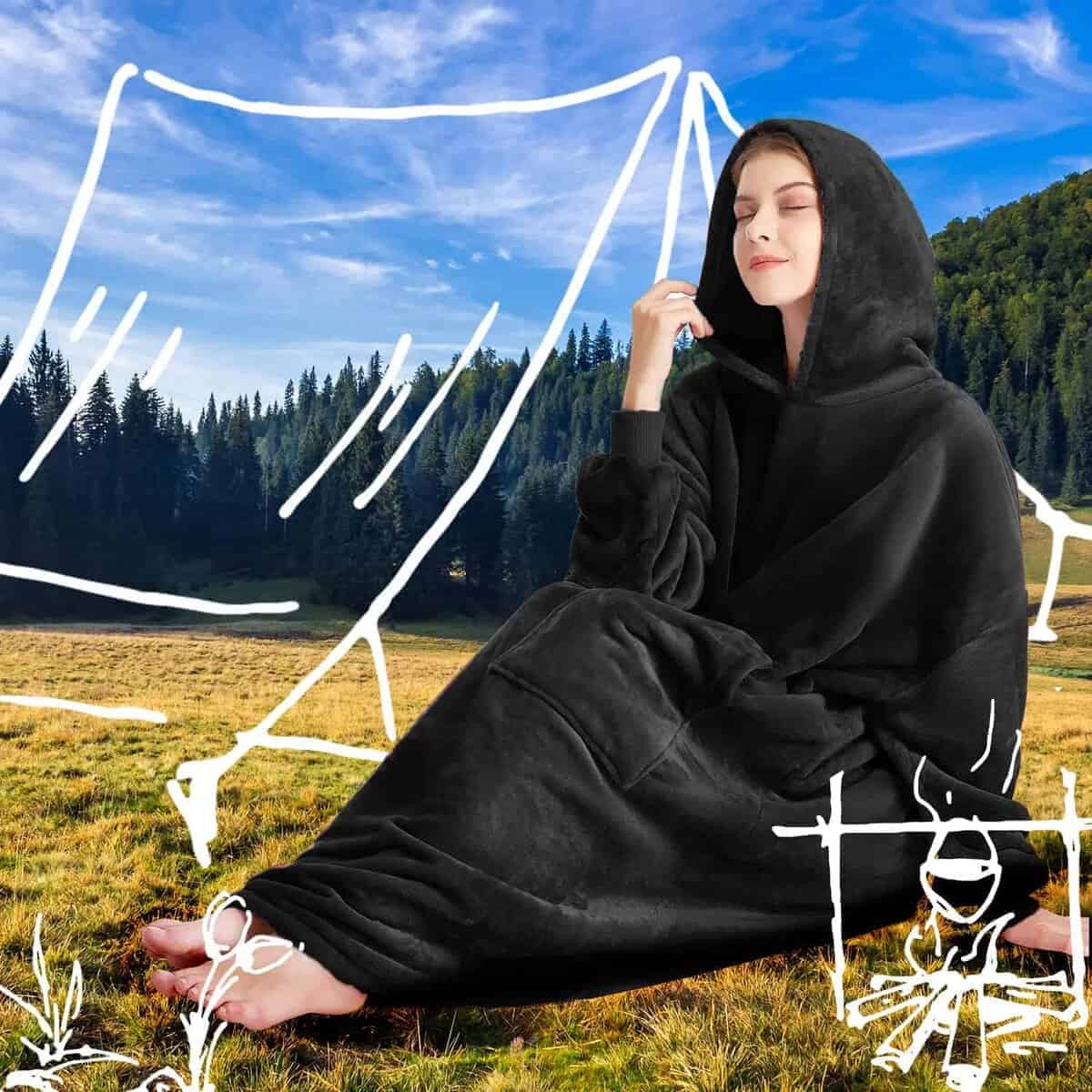 Manta Wearable Oversize de Franela Súper Suave y Cálida con - Imagen 6