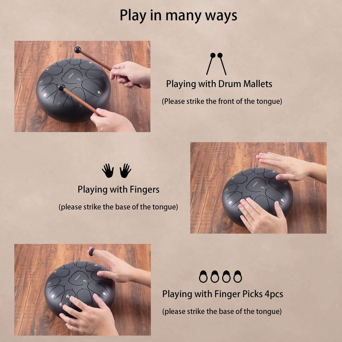 VixxNoxx Tambor de Lengua de Acero Instrumento Musical - Imagen 3