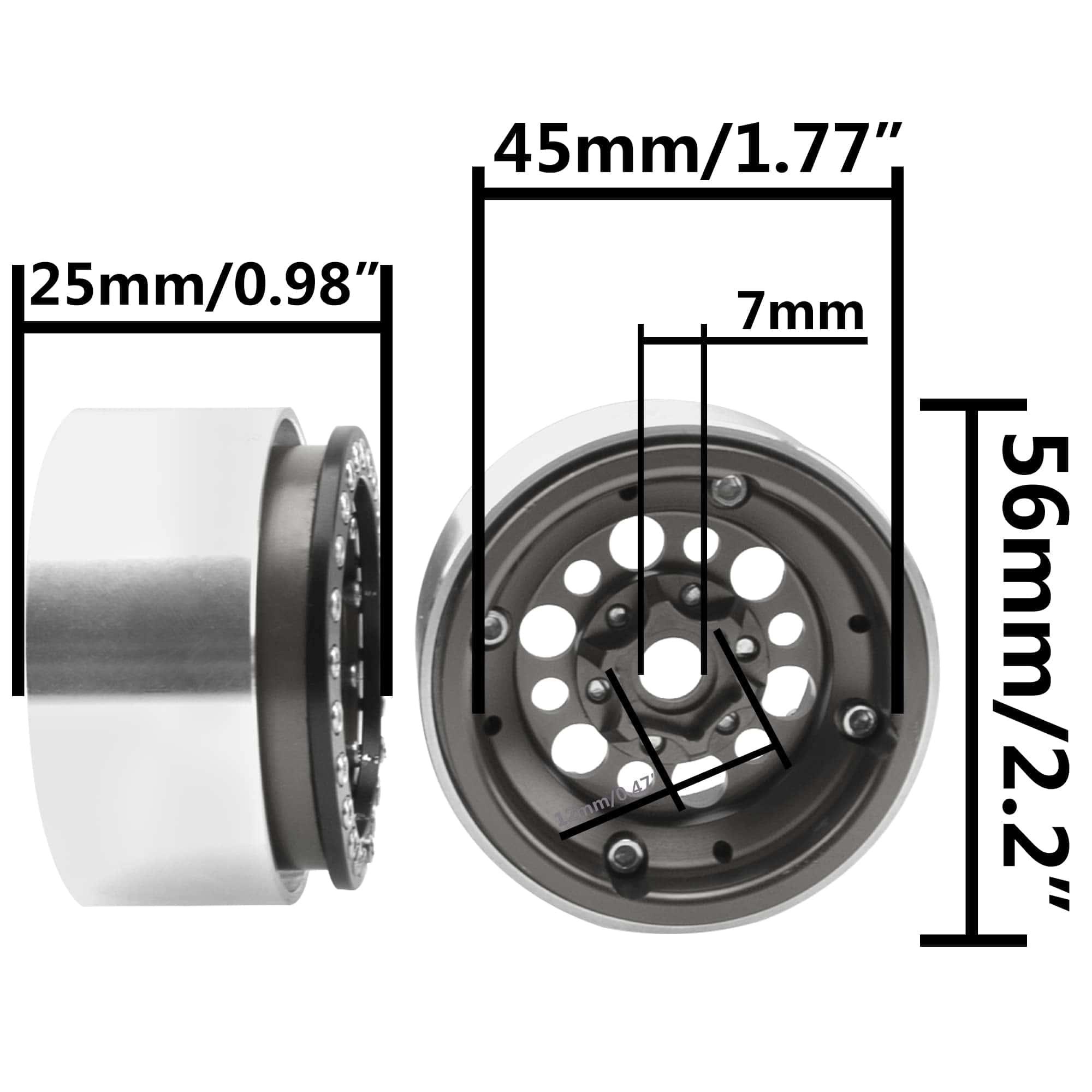 4Pack ShareGoo Aluminum Alloy 1.9" Beadlock Wheel Rims Hubs - Imagen 8