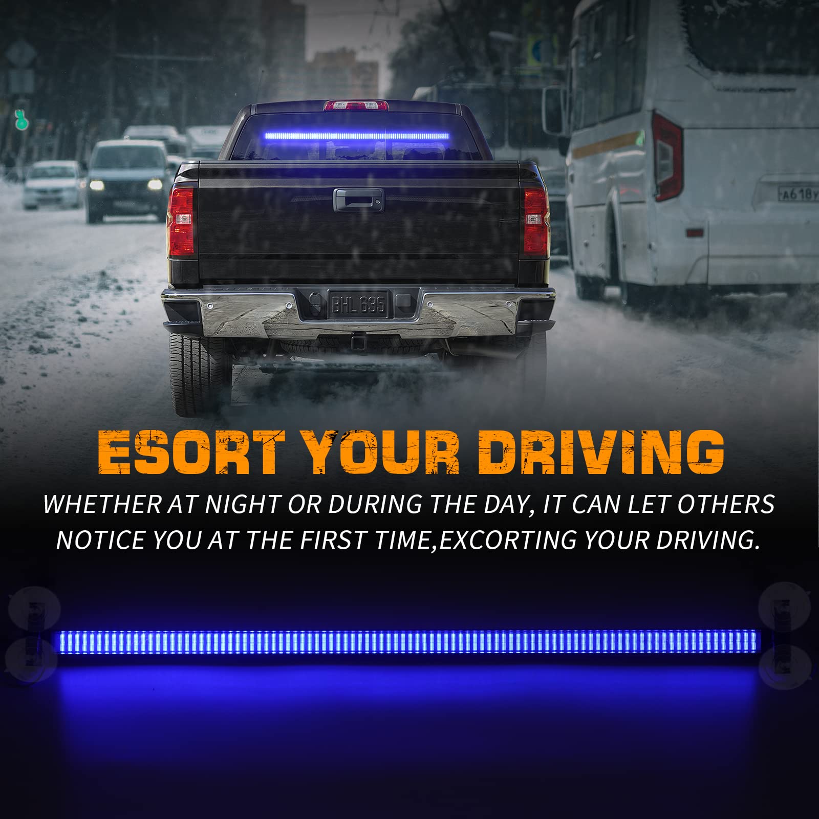 Barra de luces de advertencia de 35 pulgadas -Azul - Imagen 3