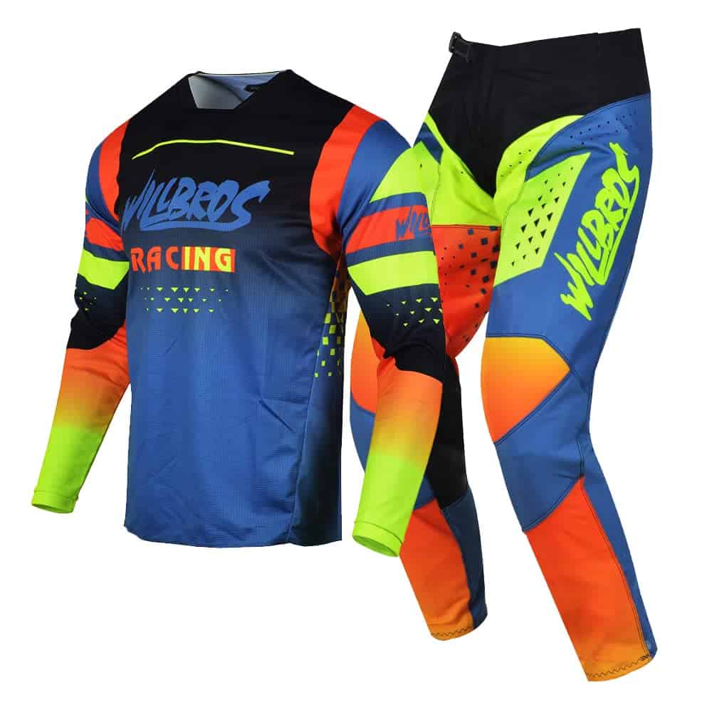 Conjunto de Jersey y Pantalones de Motocross -Azul Naranja A