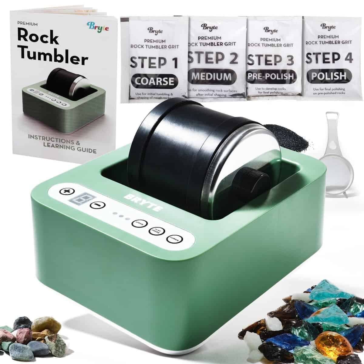 BRYTE Rock Tumbler Mint, 3 Velocidades y Temporizador de