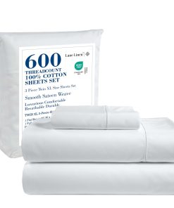 Juego de sábanas blancas Twin XL de LANE LINEN - Juego de