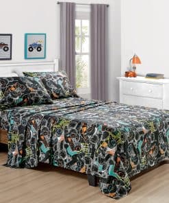 Juego de Sábanas de 4 Piezas para -Multi-color Monster Truck