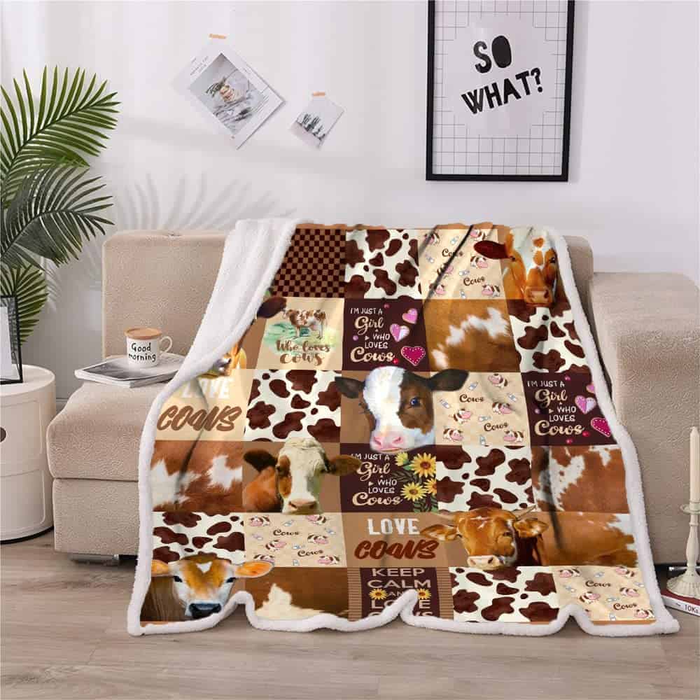 Manta Estampado de Vaca Decoración de Vaca Manta de Cama - Imagen 4