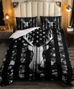 Juego de edredón de camuflaje King Size en negro y gris,