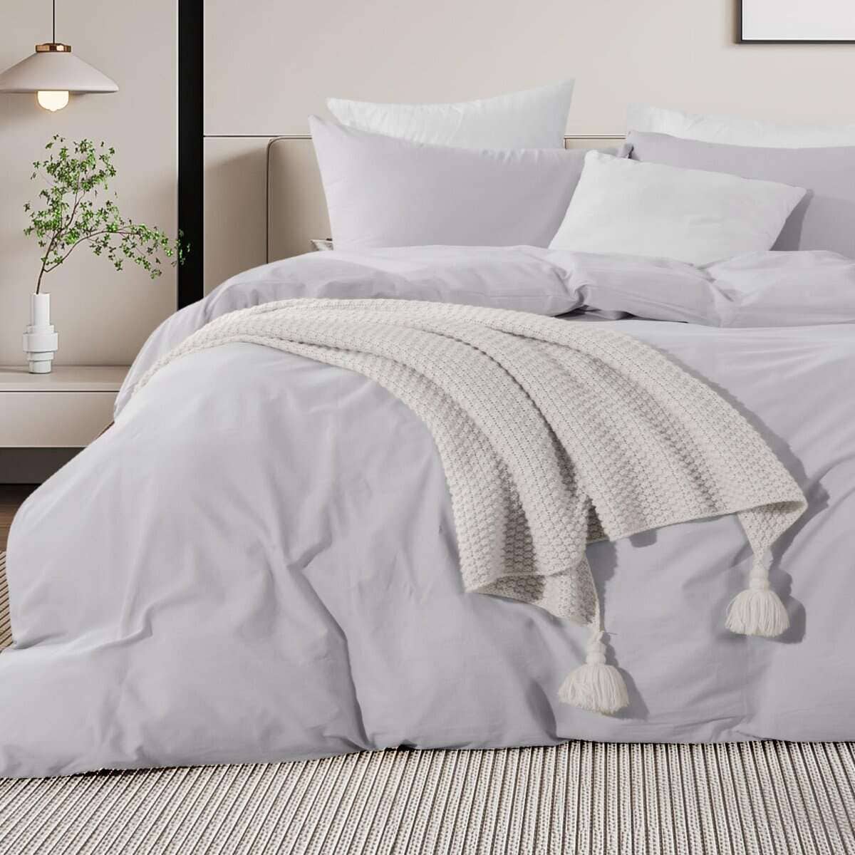 Juego de Funda NEXHOME PRO Queen Size de Tacto Lino Natural