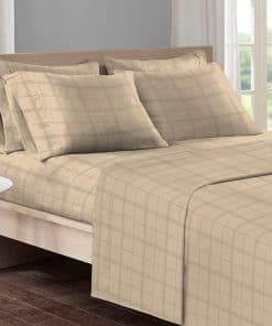 Juego de sábanas de algodón Pizuna Tamaño -Taupe Checks de L