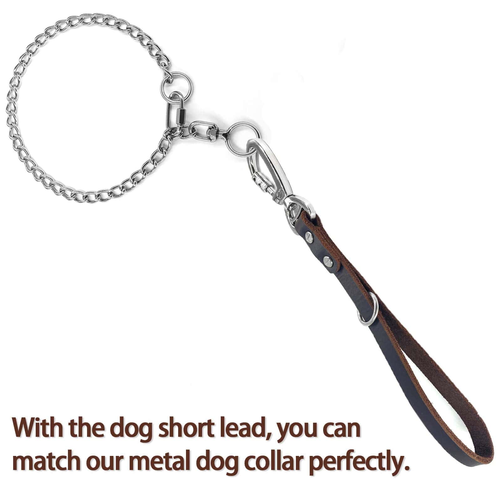 Correa corta de perro de cuero genuino, correas de tráfico - Imagen 7