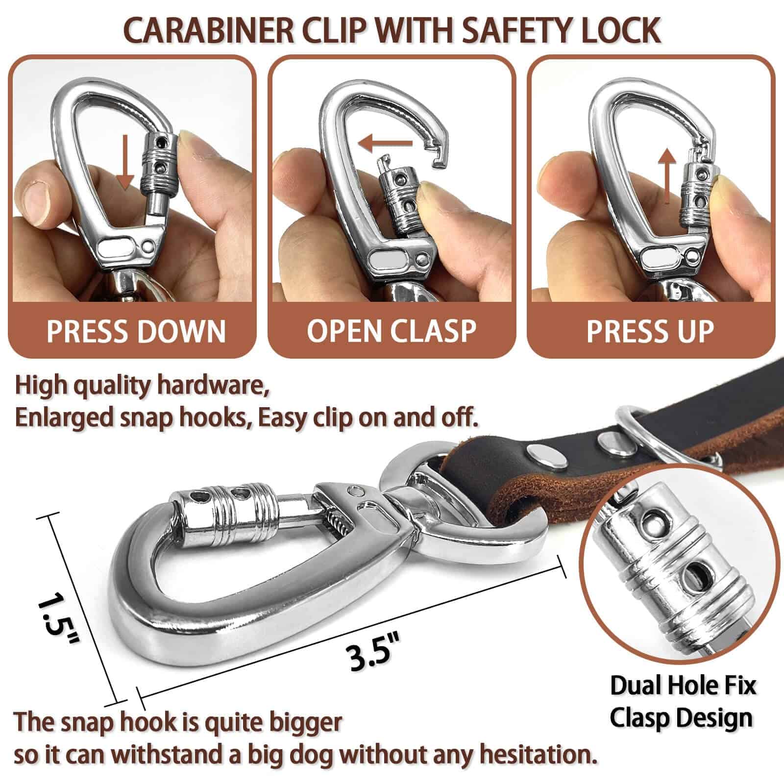 Correa corta de perro de cuero genuino, correas de tráfico - Imagen 5