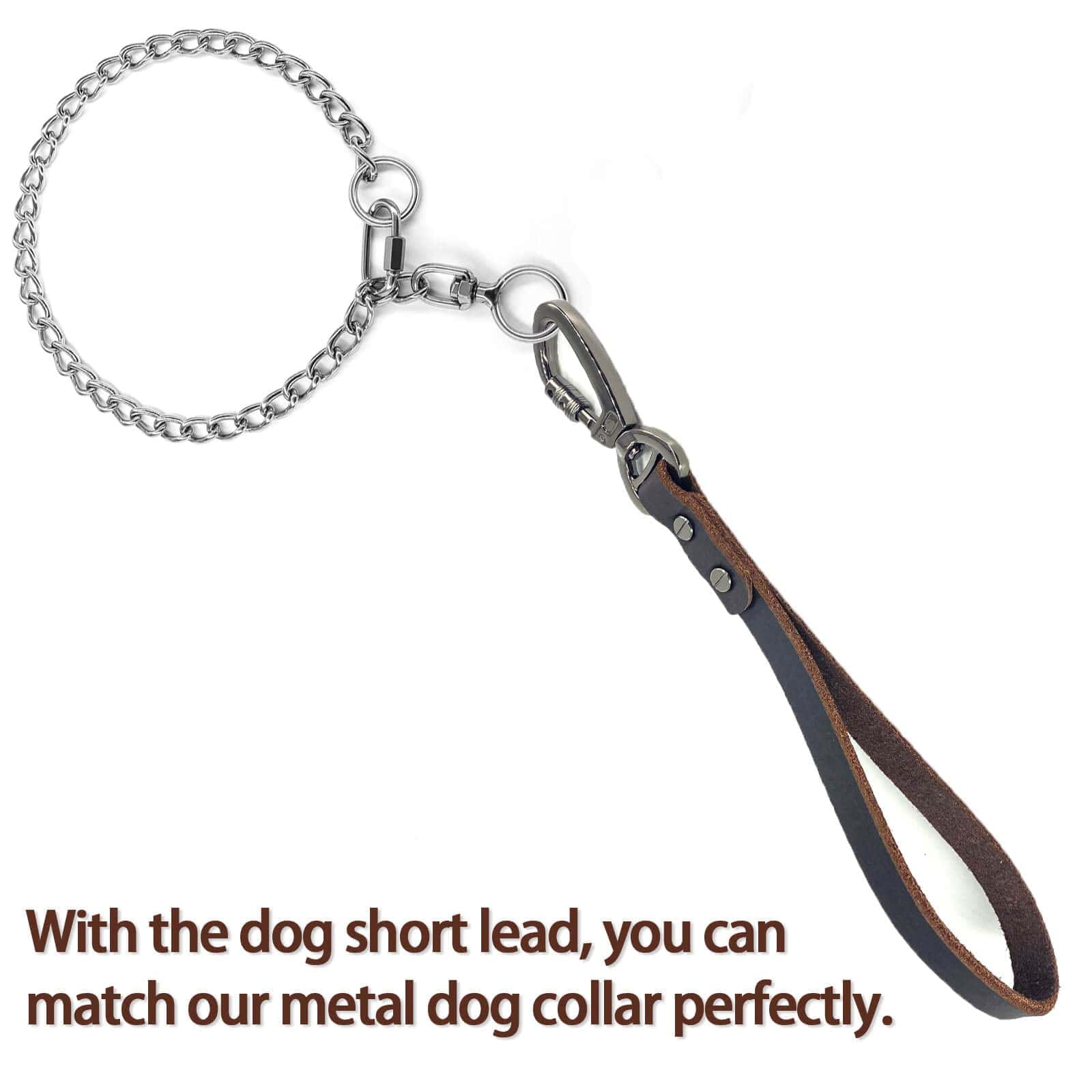 Correa corta de perro de cuero genuino, correa de tráfico - Imagen 7