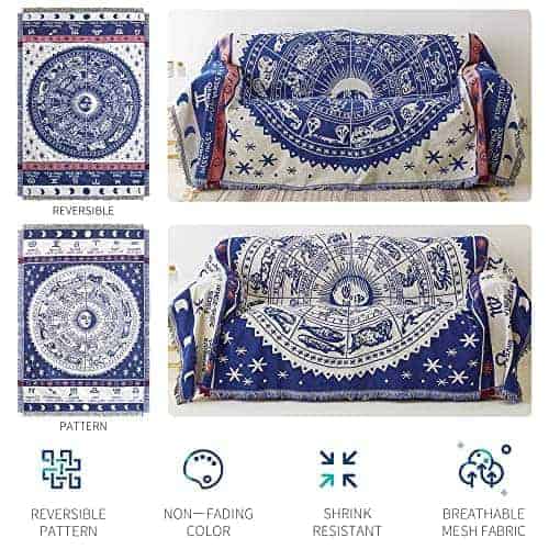 Edcooy Astrology Throw Blanket - Manta tejida bohemia para - Imagen 3