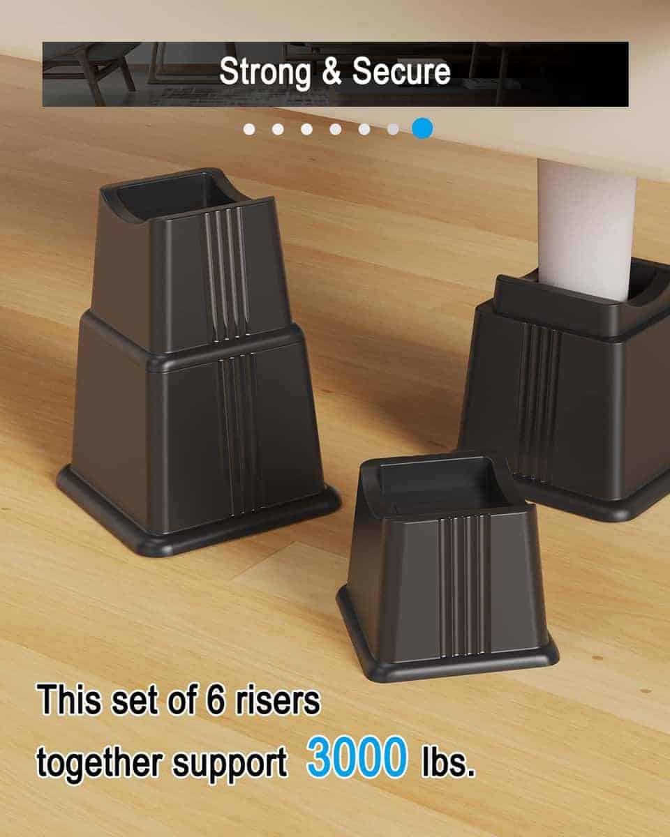 Elevadores de Muebles ZTON Ajustables en Alturas 3", 5" o - Imagen 8