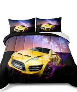 Juego de Edredón Yellow Racing Car Queen Size, Juego de