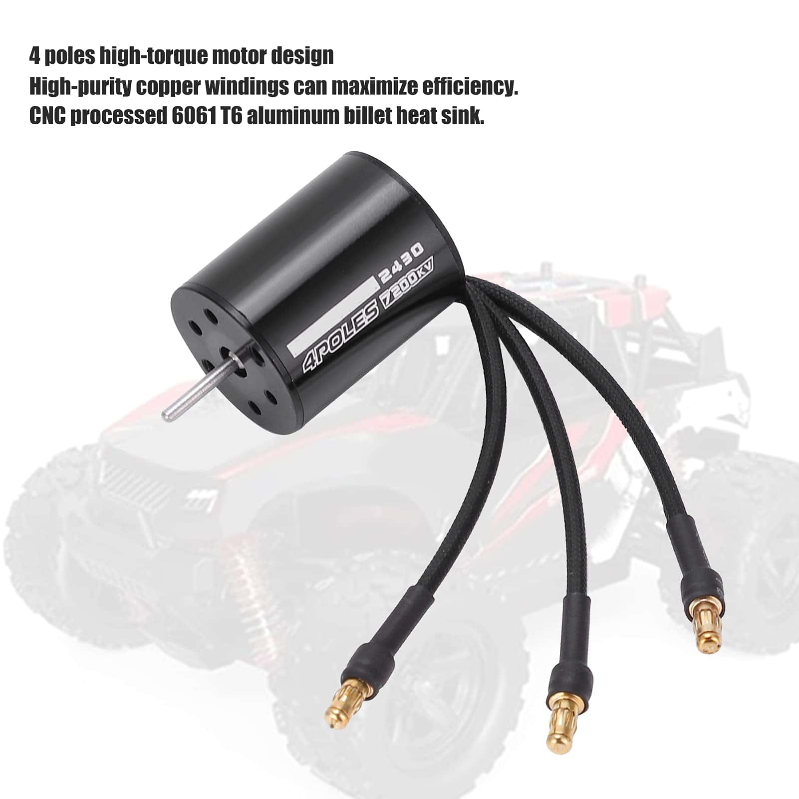 Motor Brushless de 7200KV, 4 Polos RC Alto Torque 2430 - Imagen 3