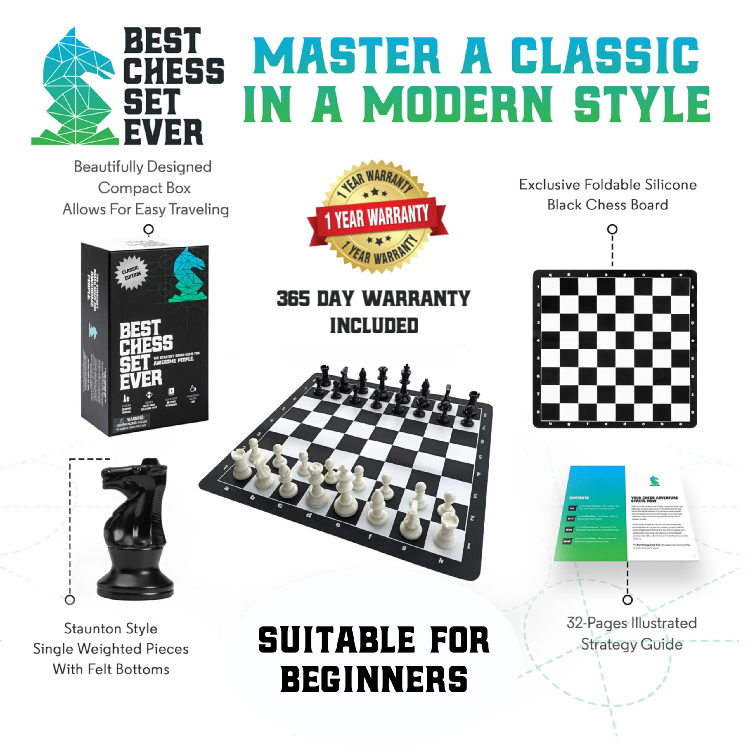 Mejor Juego de Ajedrez Jamás 4X Cuádruple Ponderado 20" - Imagen 3