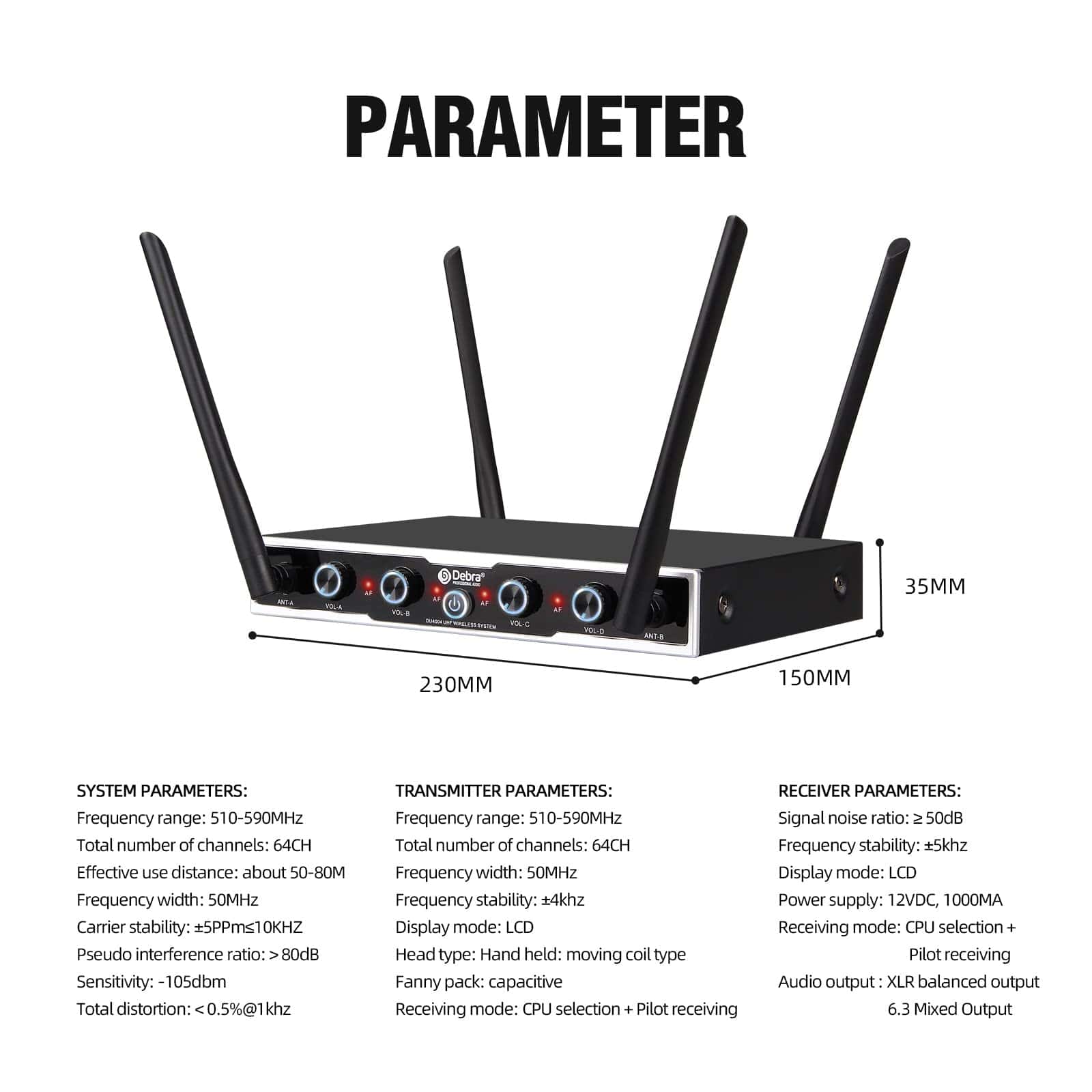 Sistema de Micrófono Inalámbrico de 4 Canales D Debra Audio - Imagen 10