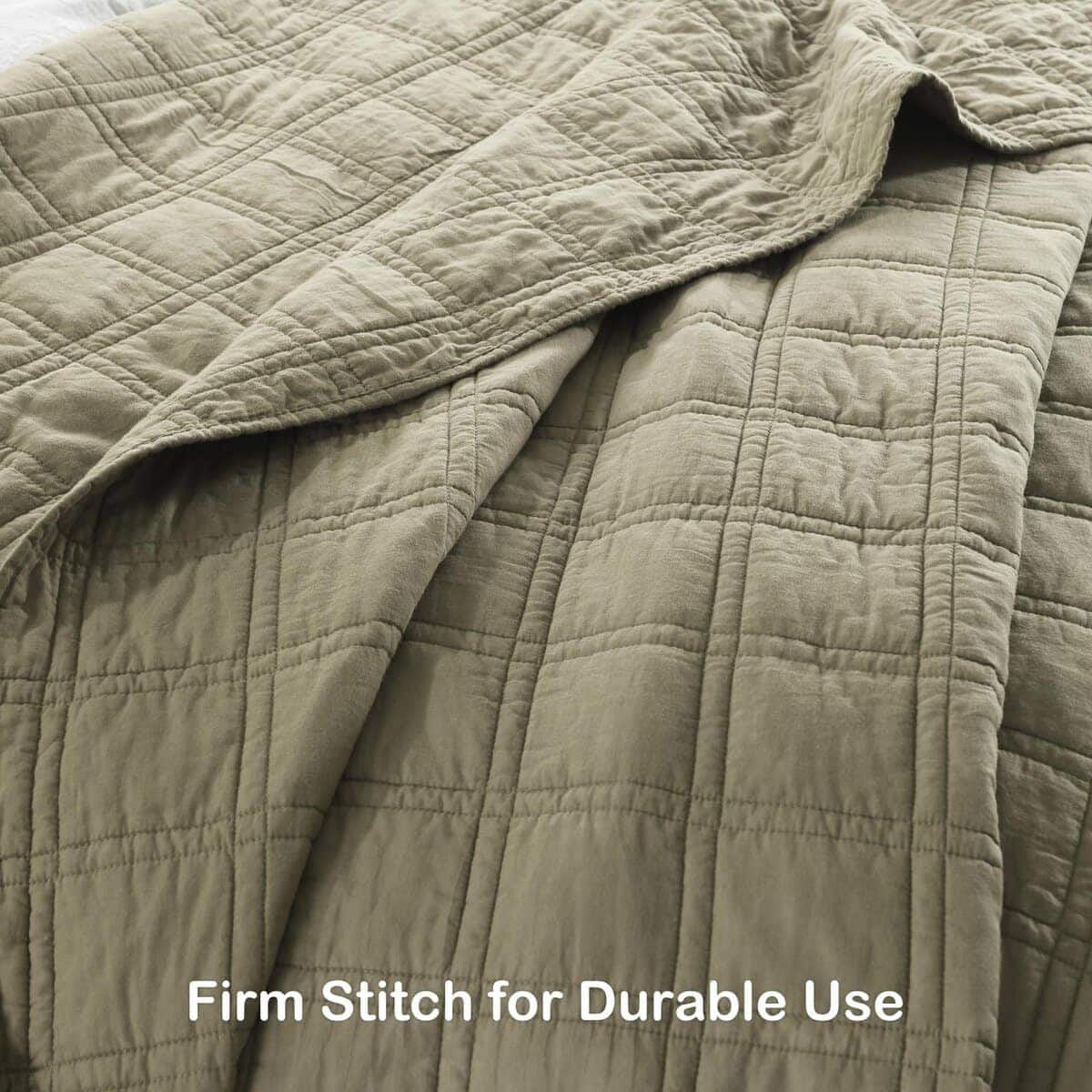 Colcha de Cama King Size de Algodón 100% Color Verde Oliva - Imagen 5