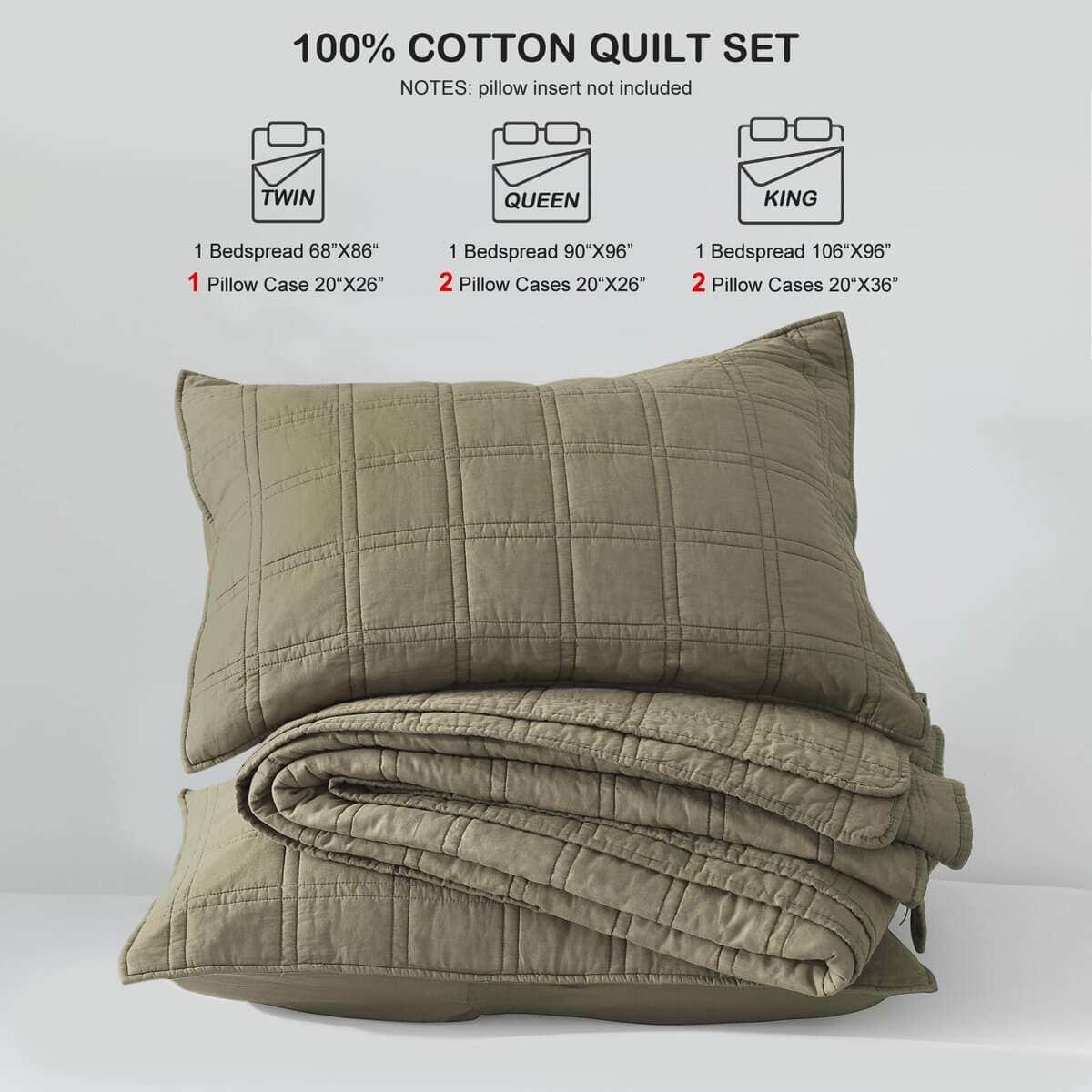 Colcha de Cama King Size de Algodón 100% Color Verde Oliva - Imagen 8