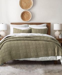 Colcha de Cama King Size de Algodón 100% Color Verde Oliva