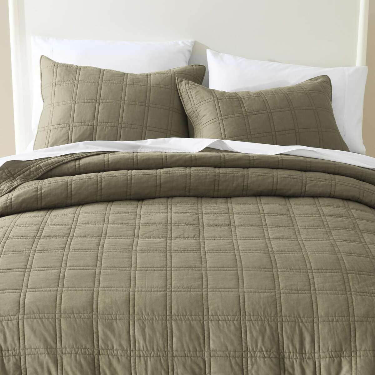 Colcha de Cama King Size de Algodón 100% Color Verde Oliva - Imagen 7