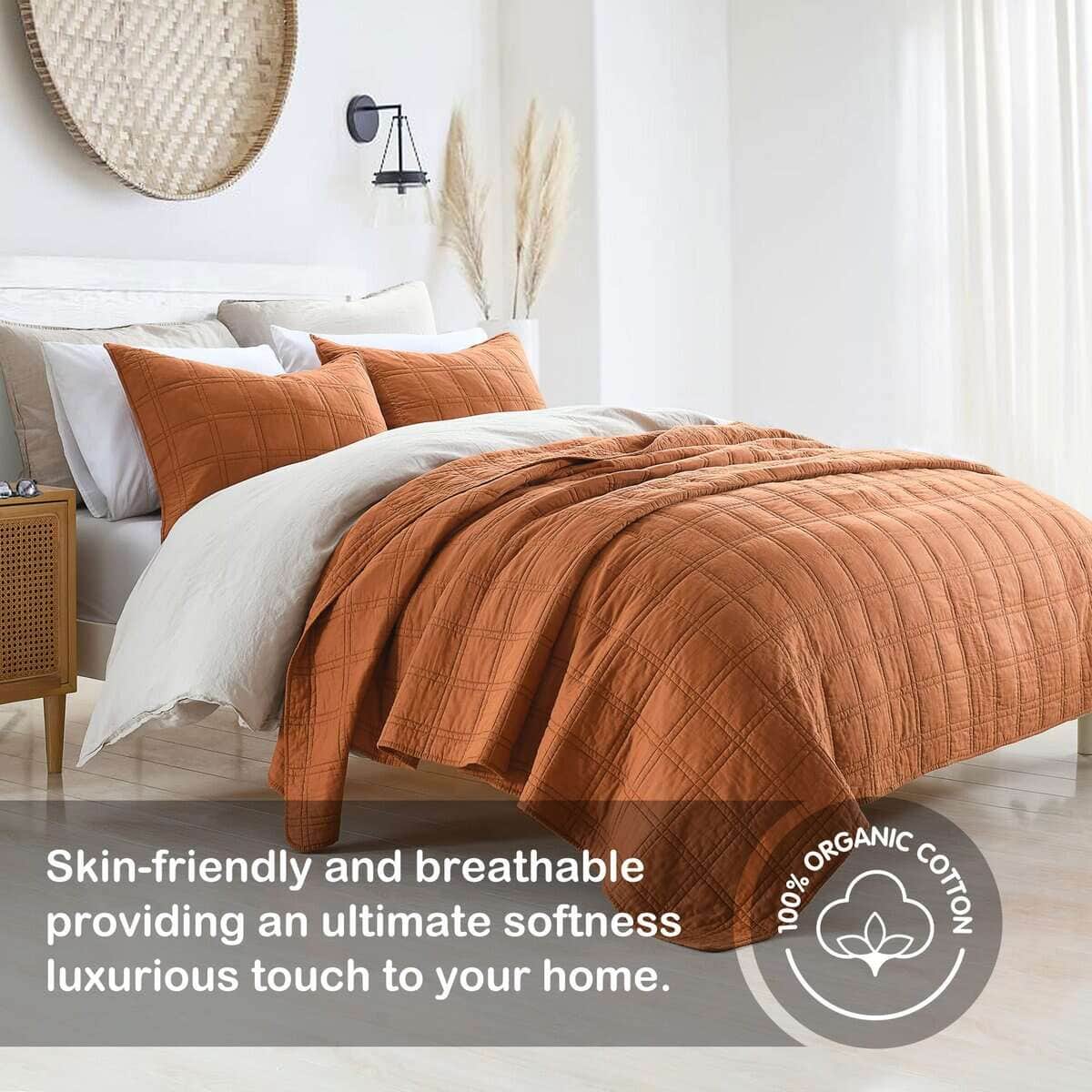 Colcha de algodón HORIMOTE HOME tamaño Queen Naranja - Imagen 3